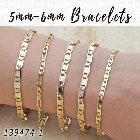 20 piezas de pulseras básicas de 5 mm y 6 mm en capas de oro ($5,00) c/u