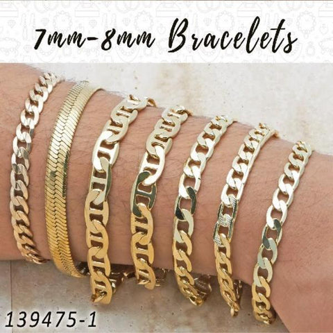 15pcs of 7mm and 8mm Basic Bracelets in Gold Layered ($6.67) ea