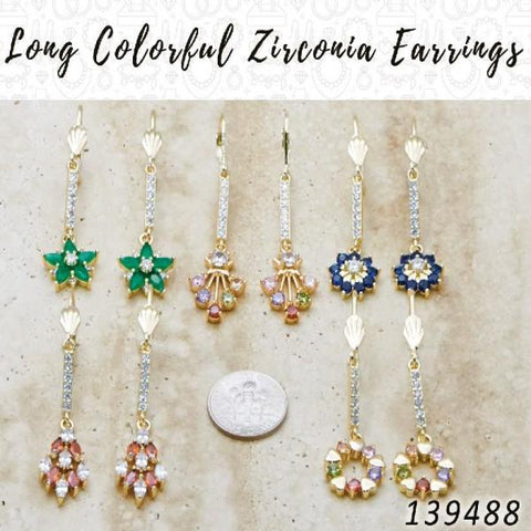 33 coloridos aretes largos de zirconia en capas de oro ($3.03) c/u