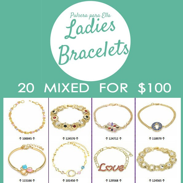 20 Brazaletes para damas ($6.00 c/u) Surtido de estilos mixtos