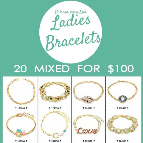 20 Brazaletes para damas ($6.00 c/u) Surtido de estilos mixtos