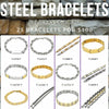 25 pulseras de acero para hombres $4.00 c/u por $100