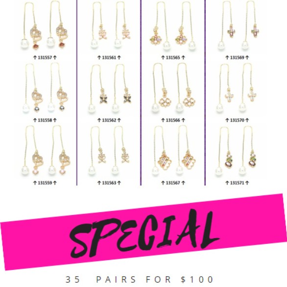 35 prs de Aretes Threader (Violador) Surtido Estilos Mixtos