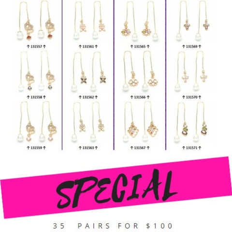 35 prs de Aretes Threader (Violador) Surtido Estilos Mixtos