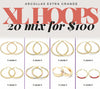 20 Aretes tipo argolla XL ($5.00 c/u) Surtido de estilos mixtos