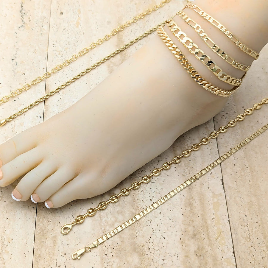 Gold Filled classic chain anklets wholesale