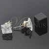 Oro Laminado Stud Earring, Gold Filled Style with White Cubic Zirconia, Polished, Golden Finish, 5.128.028