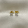 Oro Laminado Stud Earring, Gold Filled Style with White Cubic Zirconia, Polished, Golden Finish, 5.128.024