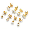 Oro Laminado Stud Earring, Gold Filled Style with White Cubic Zirconia, Polished, Golden Finish, 5.128.024