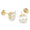 Oro Laminado Stud Earring, Gold Filled Style with White Cubic Zirconia, Polished, Golden Finish, 5.128.027
