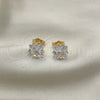 Oro Laminado Stud Earring, Gold Filled Style with White Cubic Zirconia, Polished, Golden Finish, 5.128.027