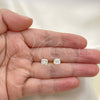 Oro Laminado Stud Earring, Gold Filled Style with White Cubic Zirconia, Polished, Golden Finish, 5.128.018