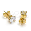 Oro Laminado Stud Earring, Gold Filled Style with White Cubic Zirconia, Polished, Golden Finish, 5.128.018