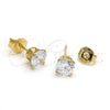 Oro Laminado Stud Earring, Gold Filled Style with White Cubic Zirconia, Polished, Golden Finish, 5.128.018