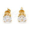 Oro Laminado Stud Earring, Gold Filled Style with White Cubic Zirconia, Polished, Golden Finish, 5.128.020