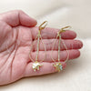 Oro Laminado Long Earring, Gold Filled Style Elephant Design, with White Crystal, Polished, Golden Finish, 5.063.001