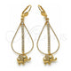 Oro Laminado Long Earring, Gold Filled Style Elephant Design, with White Crystal, Polished, Golden Finish, 5.063.001