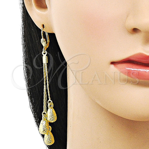 Oro Laminado Long Earring, Gold Filled Style Teardrop Design, Polished, Golden Finish, 5.066.002