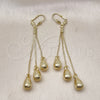 Oro Laminado Long Earring, Gold Filled Style Teardrop Design, Polished, Golden Finish, 5.066.002