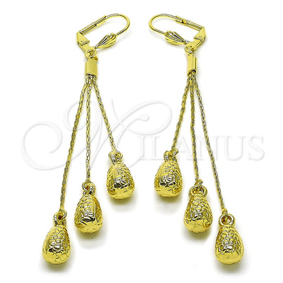 Oro Laminado Long Earring, Gold Filled Style Teardrop Design, Polished, Golden Finish, 5.066.002 for wholesale, main product view