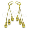 Oro Laminado Long Earring, Gold Filled Style Teardrop Design, Polished, Golden Finish, 5.066.002