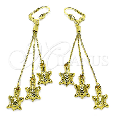 Oro Laminado Long Earring, Gold Filled Style Turtle Design, Polished, Golden Finish, 5.066.008 for wholesale, main product view