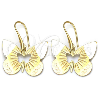 Oro Laminado Dangle Earring, Gold Filled Style Butterfly Design, Diamond Cutting Finish, Tricolor, 5.067.006 for wholesale, main product view