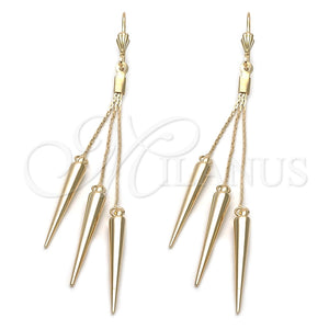 Oro Laminado Long Earring, Gold Filled Style Polished, Golden Finish, 5.070.002