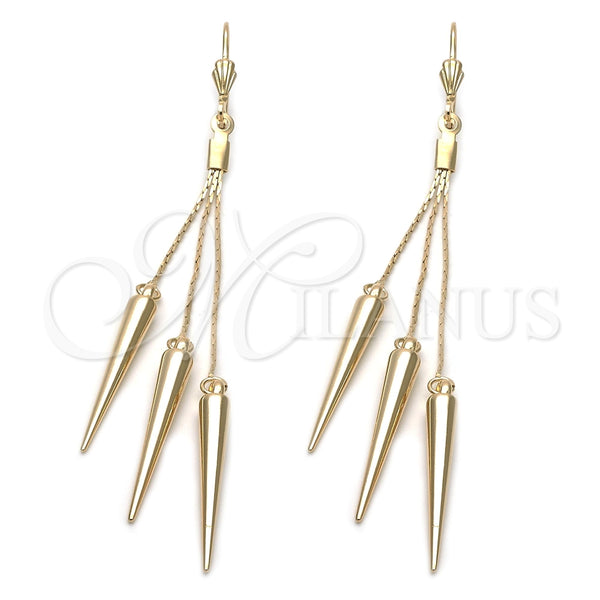 Oro Laminado Long Earring, Gold Filled Style Polished, Golden Finish, 5.070.002