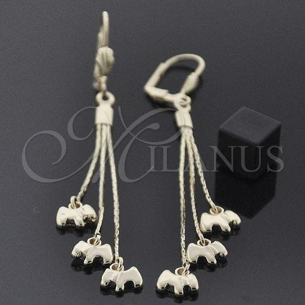 Oro Laminado Long Earring, Gold Filled Style Dog Design, Polished, Golden Finish, 5.076.003
