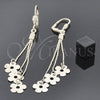Oro Laminado Long Earring, Gold Filled Style Flower Design, Polished, Golden Finish, 5.077.005