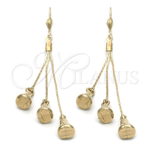 Oro Laminado Long Earring, Gold Filled Style Pear Design, Polished, Golden Finish, 5.078.009
