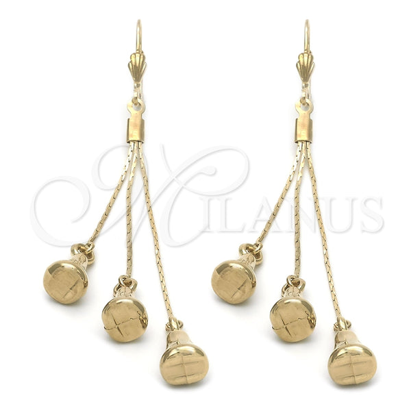 Oro Laminado Long Earring, Gold Filled Style Pear Design, Polished, Golden Finish, 5.078.009