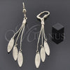 Oro Laminado Long Earring, Gold Filled Style Leaf Design, Polished, Golden Finish, 5.078.011