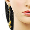 Oro Laminado Long Earring, Gold Filled Style Star Design, Polished, Golden Finish, 5.079.001