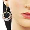 Oro Laminado Dangle Earring, Gold Filled Style Tricolor, 5.080.006