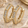 Oro Laminado Huggie Hoop, Gold Filled Style with White Micro Pave, Polished, Golden Finish, 5.130.032.1