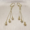 Oro Laminado Long Earring, Gold Filled Style Star Design, Polished, Golden Finish, 5.082.001