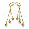 Oro Laminado Long Earring, Gold Filled Style Star Design, Polished, Golden Finish, 5.082.001