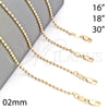 Oro Laminado Basic Necklace, Gold Filled Style Ball Design, Polished, Golden Finish, 04.65.0152.30 (02 MM Thickness, 30 Inches Length)