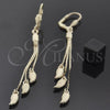 Oro Laminado Long Earring, Gold Filled Style Leaf Design, Polished, Golden Finish, 5.084.012