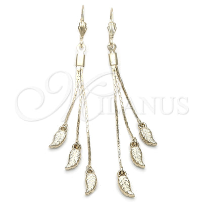 Oro Laminado Long Earring, Gold Filled Style Leaf Design, Polished, Golden Finish, 5.084.012 for wholesale, main product view