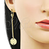 Oro Laminado Long Earring, Gold Filled Style with White Crystal, Diamond Cutting Finish, Golden Finish, 5.085.001