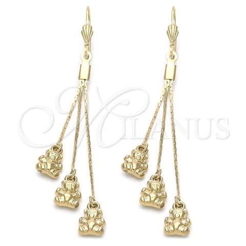 Oro Laminado Long Earring, Gold Filled Style Teardrop Design, Polished, Golden Finish, 5.086.014