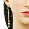 Oro Laminado Long Earring, Gold Filled Style Heart Design, Polished, Golden Finish, 5.087.006
