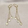 Oro Laminado Long Earring, Gold Filled Style Heart Design, Polished, Golden Finish, 5.087.006