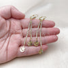 Oro Laminado Long Earring, Gold Filled Style Star and Moon Design, with White Crystal, Diamond Cutting Finish, Golden Finish, 5.089.001
