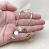 Oro Laminado Long Earring, Gold Filled Style Heart Design, Diamond Cutting Finish, Golden Finish, 5.090.008