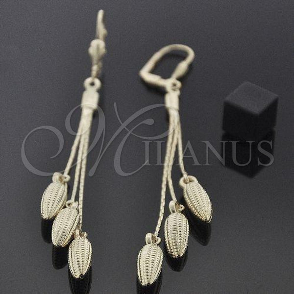 Oro Laminado Long Earring, Gold Filled Style Corn Design, Polished, Golden Finish, 5.092.006