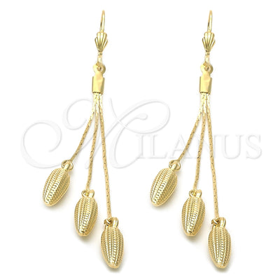 Oro Laminado Long Earring, Gold Filled Style Corn Design, Polished, Golden Finish, 5.092.006 for wholesale, main product view
